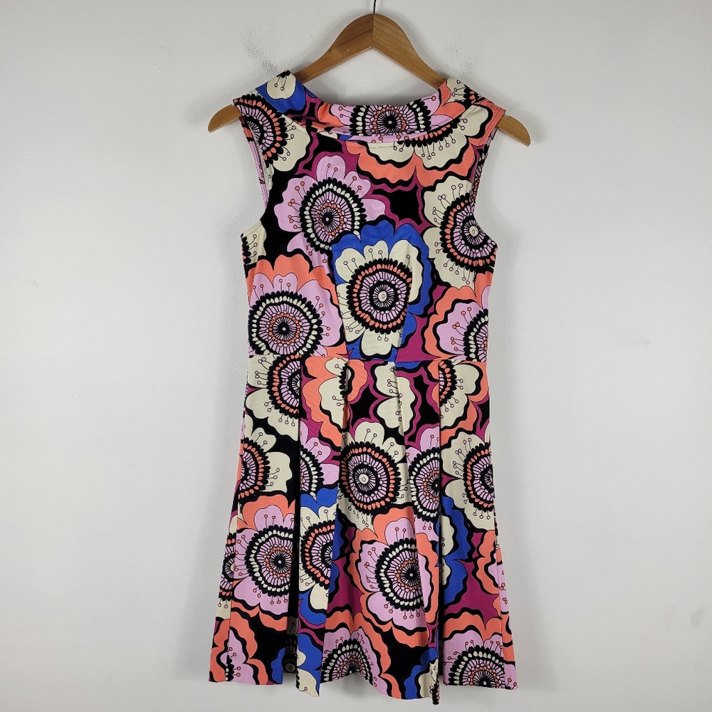 ModCloth Closet London Retro 50s 60s Floral Pleated Fit and Flare Mini Dress